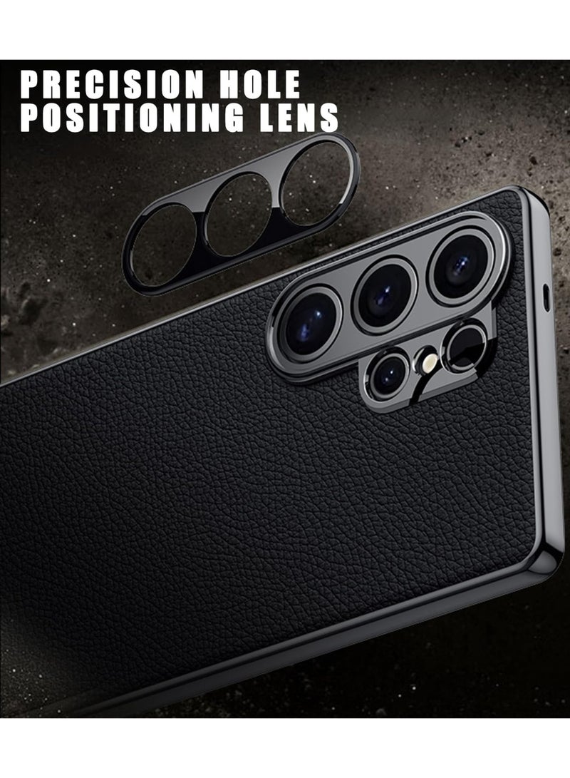 عام غطاء جلدي لـ Samsung Galaxy S25 Ultra، غطاء فائق النحافة بنسيج حبيبات الليتشي، غطاء مطفأ ومضاد للصدمات. - Image 5